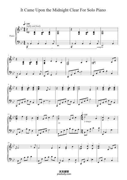 “It Came Upon the Midnight Clear”钢琴谱-Zanes Yealo-免费下载-天天钢琴
