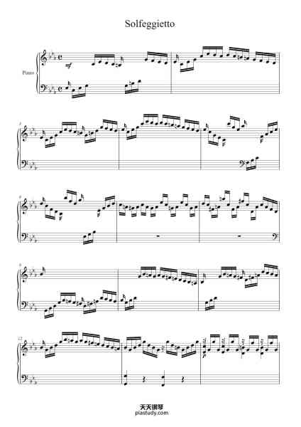“Solfeggietto in C Minor, H 220, Wq. 117: 2”钢琴谱-C.P.E Bach (1714-1788)-免费下载-天天钢琴