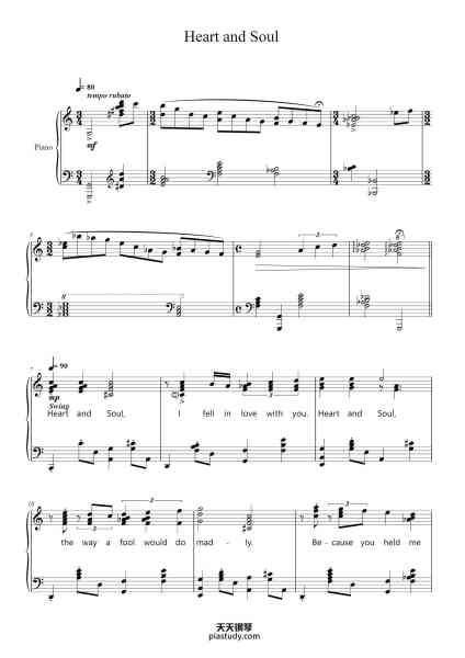 “Heart and Soul”钢琴谱-Hoagy Carmichael-免费下载-天天钢琴