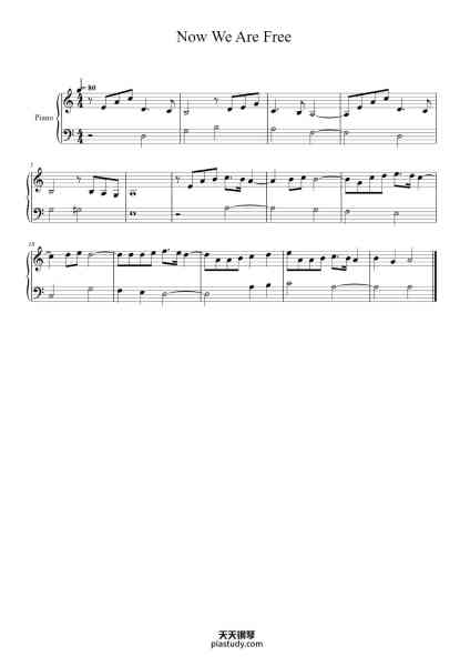 “Now We Are Free”钢琴谱-Hans Zimmer-免费下载-天天钢琴