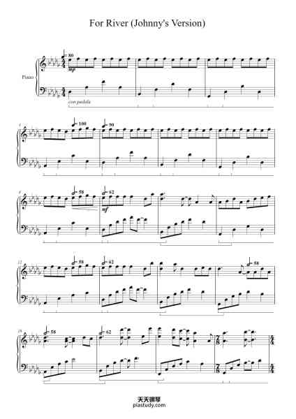 “For River (Johnny's Version)”钢琴谱-Kan Gao 
Laura Shigihara
-免费下载-天天钢琴