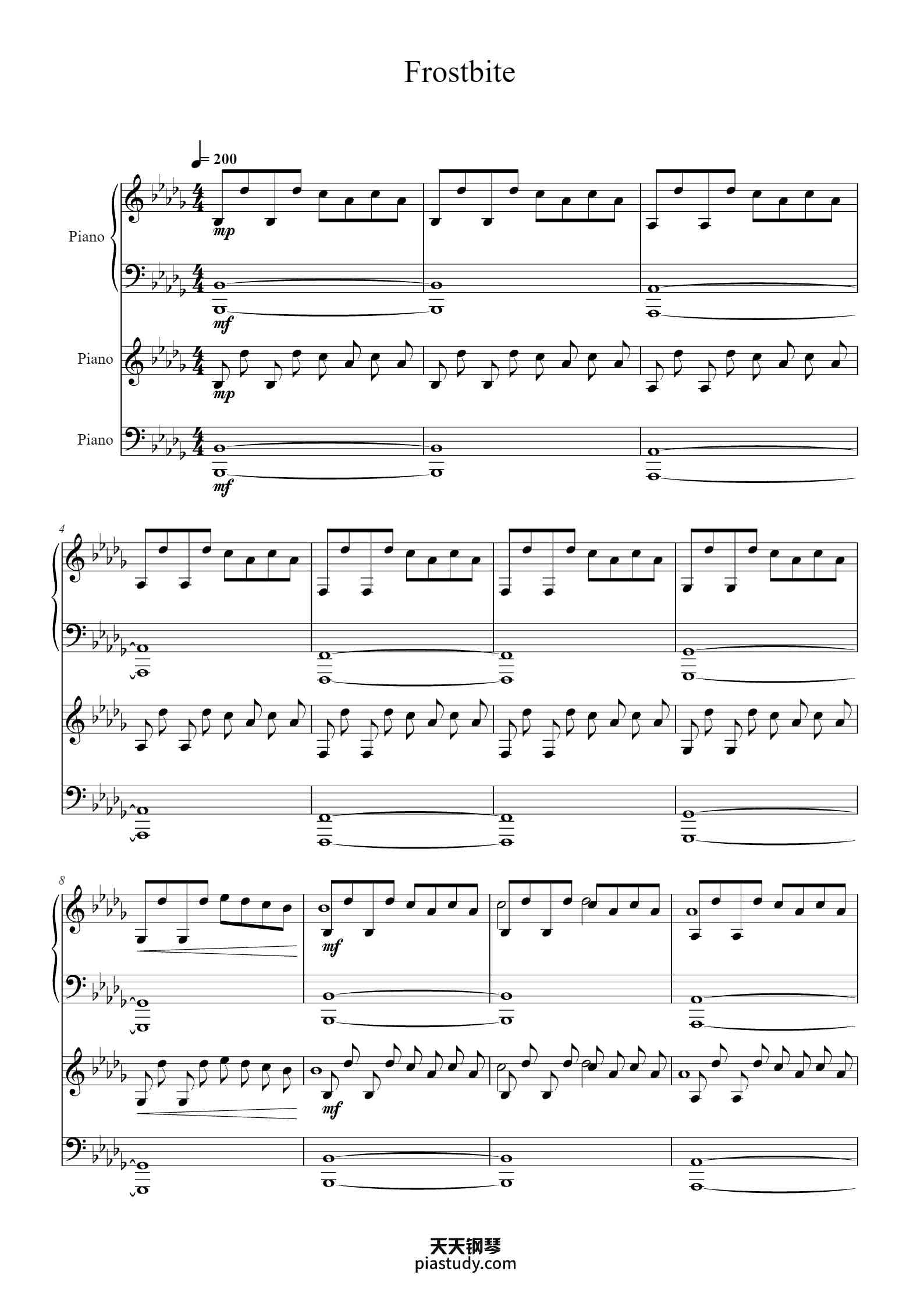 'Frostbite' - Piano Sheet Music By Kamex | TOPiano