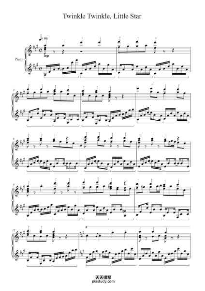“Twinkle Twinkle, Little Star”钢琴谱-composer:anonymous-免费下载-天天钢琴