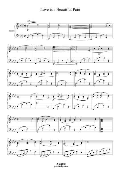 “Love is a Beautiful Pain”钢琴谱-Comp. Cliff Edge Ft Maiko Nakamura Arr. Wong Dan Ning, Jessie Zhou-免费下载-天天钢琴