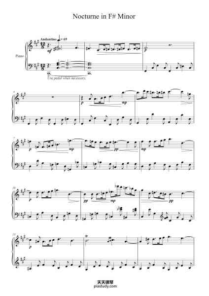 “Nocturne in F# Minor”钢琴谱-Churwalsh-免费下载-天天钢琴