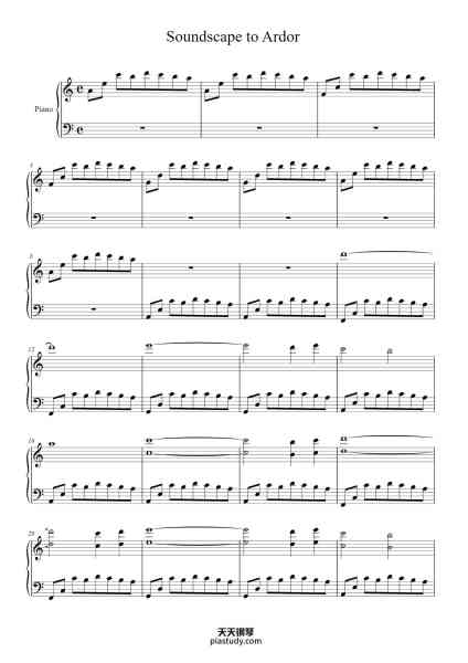 “Soundscape to Ardor”钢琴谱-Shirō Sagisu-免费下载-天天钢琴