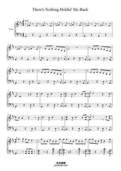 “There's Nothing Holdin' Me Back”钢琴谱-Transcribed By Raymond-免费下载-天天钢琴