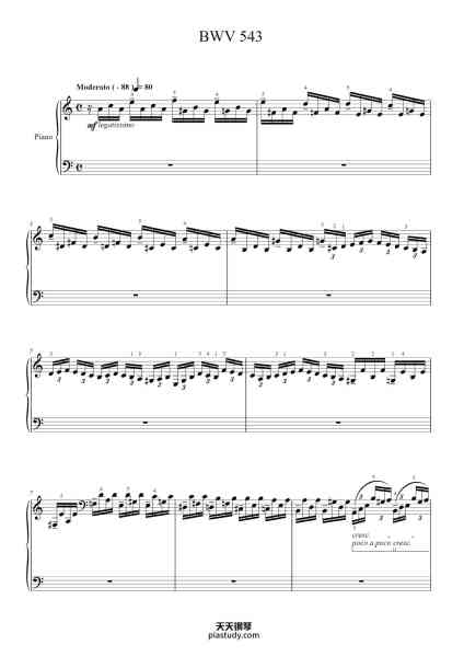 “Prelude in A Minor, BWV 543”钢琴谱-J.S. Bach (1685 - 1750)-免费下载-天天钢琴