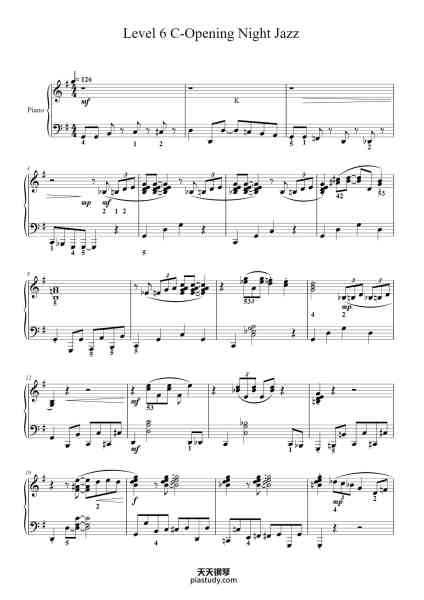 “Level 6 C-Opening Night Jazz”钢琴谱-ABRSM-免费下载-天天钢琴