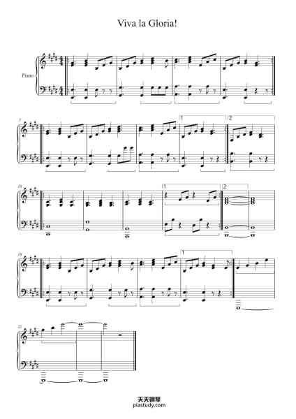 “Viva la Gloria!”钢琴谱-Green Day-免费下载-天天钢琴