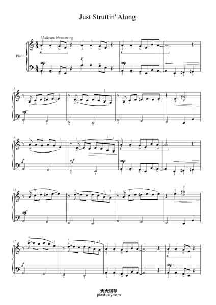 “Just Struttin' Along”钢琴谱-Music by Martha Mier
-免费下载-天天钢琴