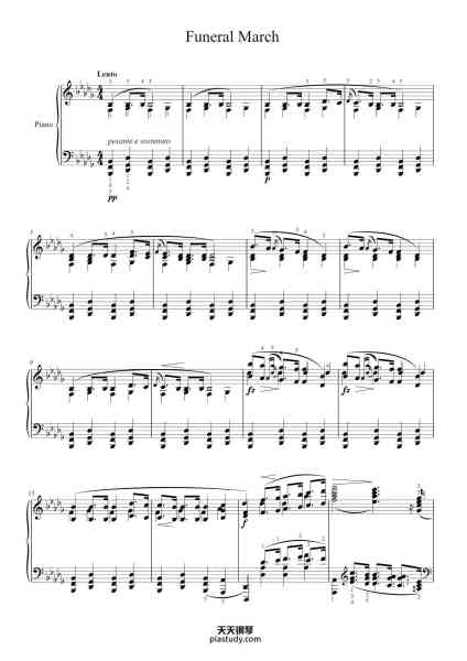 “Piano Sonata No. 2 in B-flat minor, Op. 35: III. Marche funèbre”钢琴谱-F. Chopin-免费下载-天天钢琴