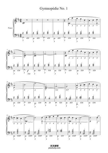 “Gymnopédie No 1”钢琴谱-Erik Satie-免费下载-天天钢琴