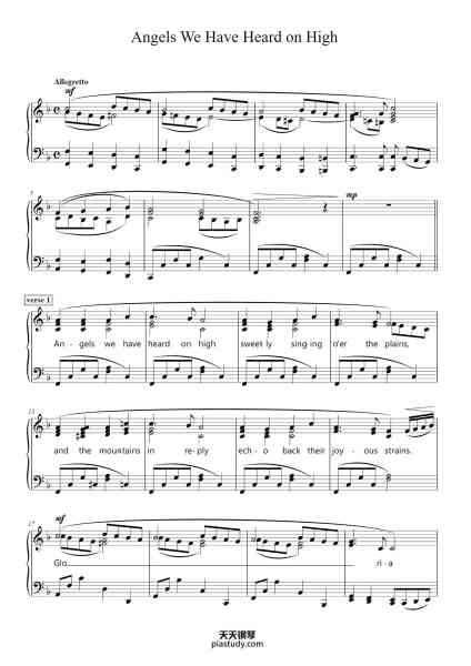 “Angels We Have Heard on High”钢琴谱-Traditional French carol-免费下载-天天钢琴