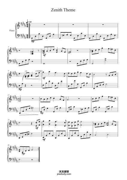 “Zenith Theme”钢琴谱-Misc tunes-免费下载-天天钢琴