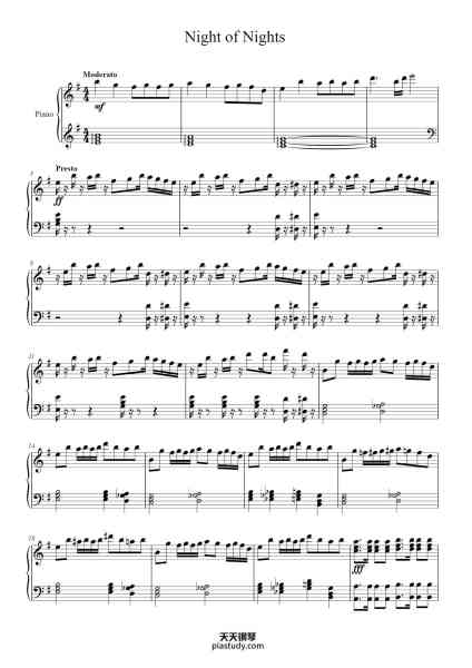 “Night of Nights”钢琴谱-Touhou-免费下载-天天钢琴