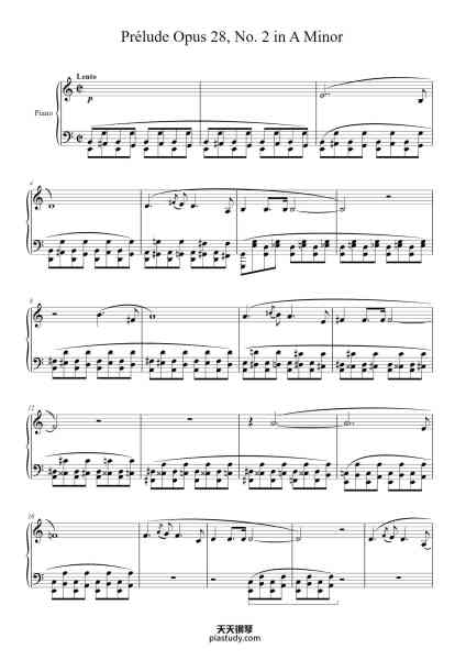“Prélude Opus 28, No. 2 in A Minor”钢琴谱-Frédéric François Chopin
(1810 - 1849)-免费下载-天天钢琴