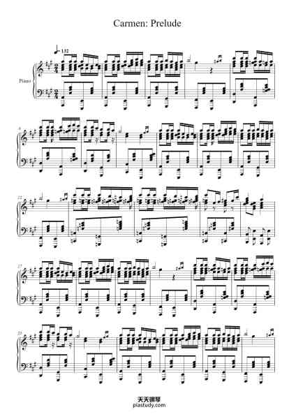 “卡门序曲- 难度版”钢琴谱-Georges Bizet-免费下载-天天钢琴