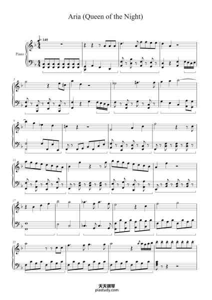 “Aria (Queen of the Night)”钢琴谱-Wolfgang Amadeus Mozart-免费下载-天天钢琴
