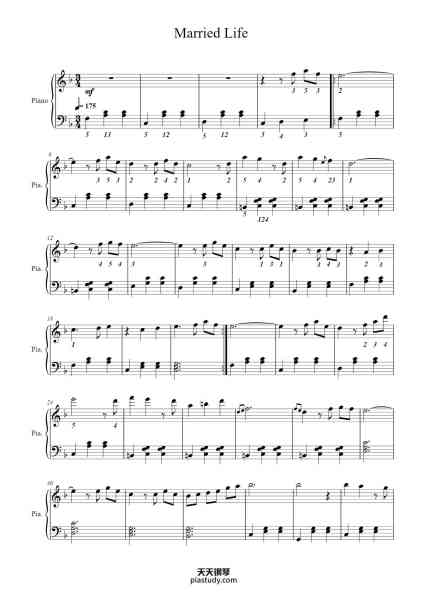 “Married Life ”钢琴谱-Michael Giacchino-免费下载-天天钢琴