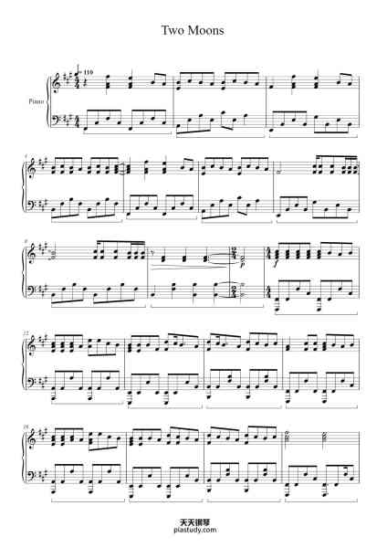 “Two Moons”钢琴谱-Glatiane Vicwolf-免费下载-天天钢琴