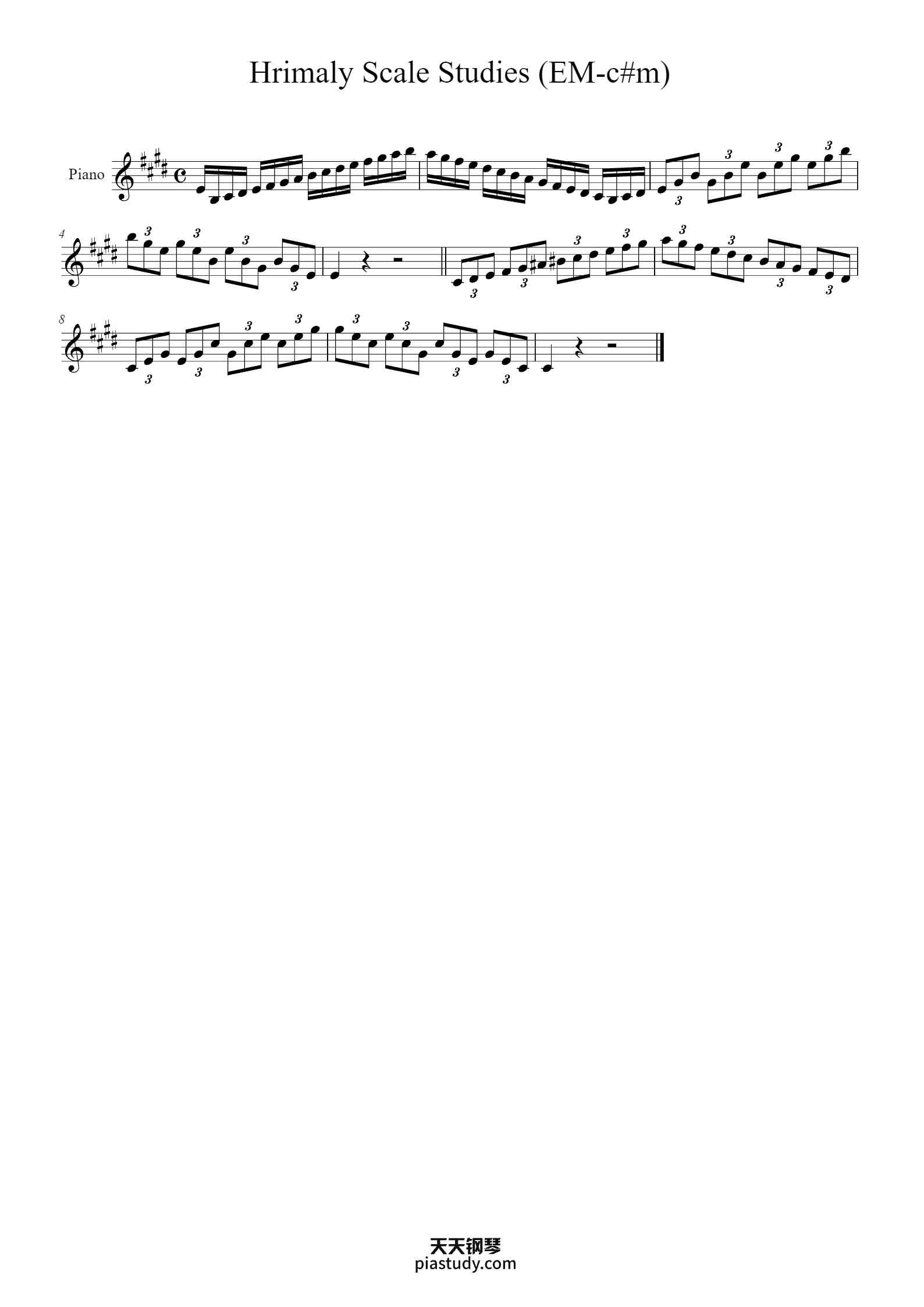 Hrimaly Scale Studies (EM-c#m)钢琴谱 - - free piano sheet music - PiaNoproblem