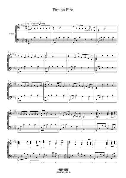 “Fire on Fire”钢琴谱-Arrangement by Littletranscriber-免费下载-天天钢琴