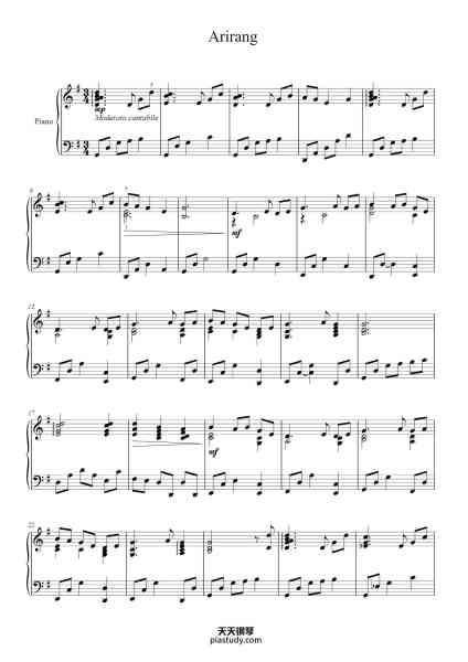 “Arirang”钢琴谱-Johnche Hulghes-免费下载-天天钢琴