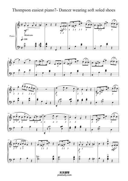 “Thompson easiest piano7- Dancer wearing soft soled shoes”钢琴谱-John Thompson-免费下载-天天钢琴