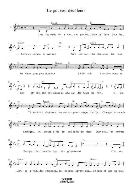 “Le pouvoir des fleurs”钢琴谱-Version Kids United
Transcription: Thierry Epiney-免费下载-天天钢琴