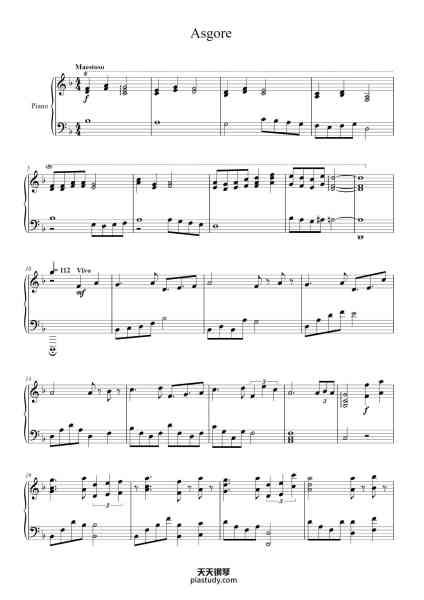 “Asgore (Undertale) - Piano Solo”钢琴谱-Toby Fox-免费下载-天天钢琴