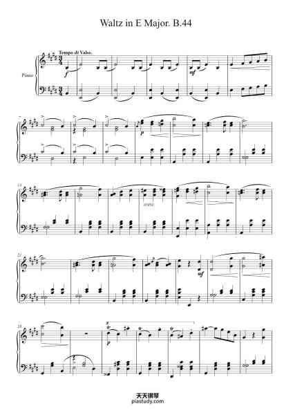 “Waltz in E Major, B.44”钢琴谱-F.Chopin-免费下载-天天钢琴