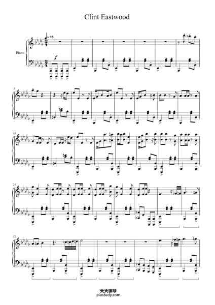 “Clint Eastwood”钢琴谱-arranged by Łucja Falińska-免费下载-天天钢琴