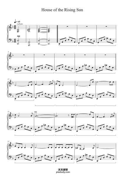 “House of the Rising Sun”钢琴谱-Arrangement by Tuvijah-免费下载-天天钢琴