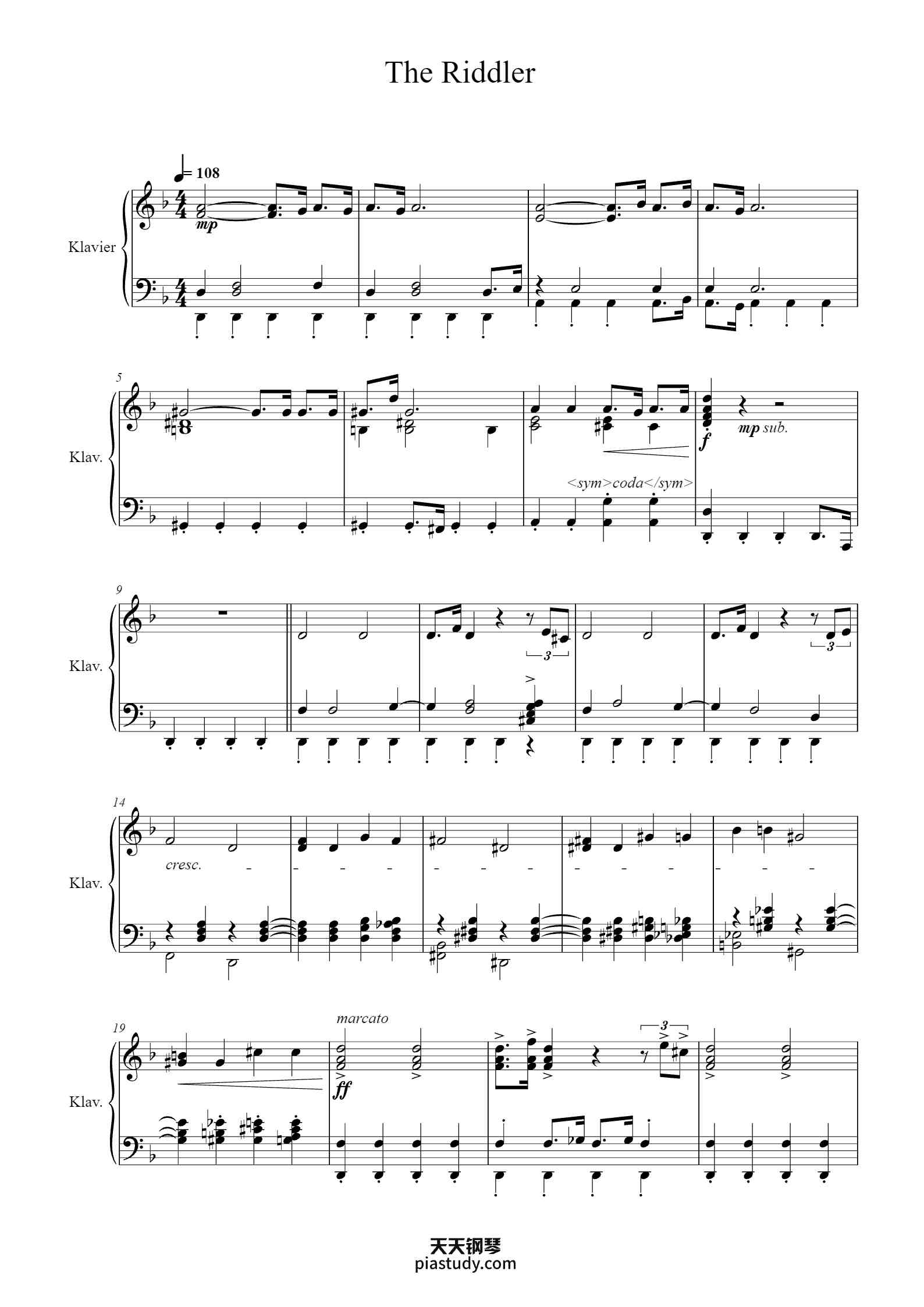 The Riddler Code Sheet The Riddler钢琴谱 - Navid Hasan - free piano sheet music - PiaNoproblem