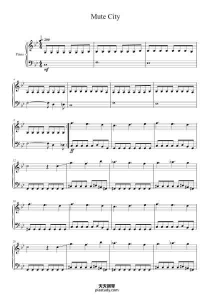 “Mute City”钢琴谱-Yumiko Kanki Arr. by Sakura Music-免费下载-天天钢琴