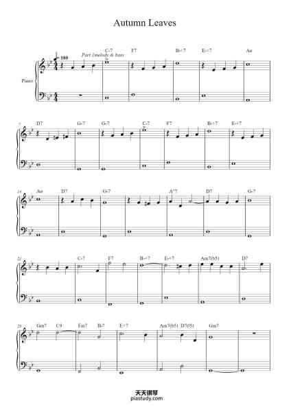 “Autumn Leaves”钢琴谱-music by Joseph Kosma-免费下载-天天钢琴