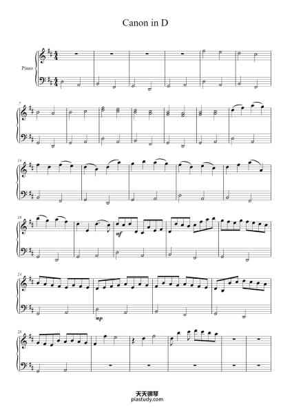 “Canon in D”钢琴谱-Johann Pachelbel-免费下载-天天钢琴