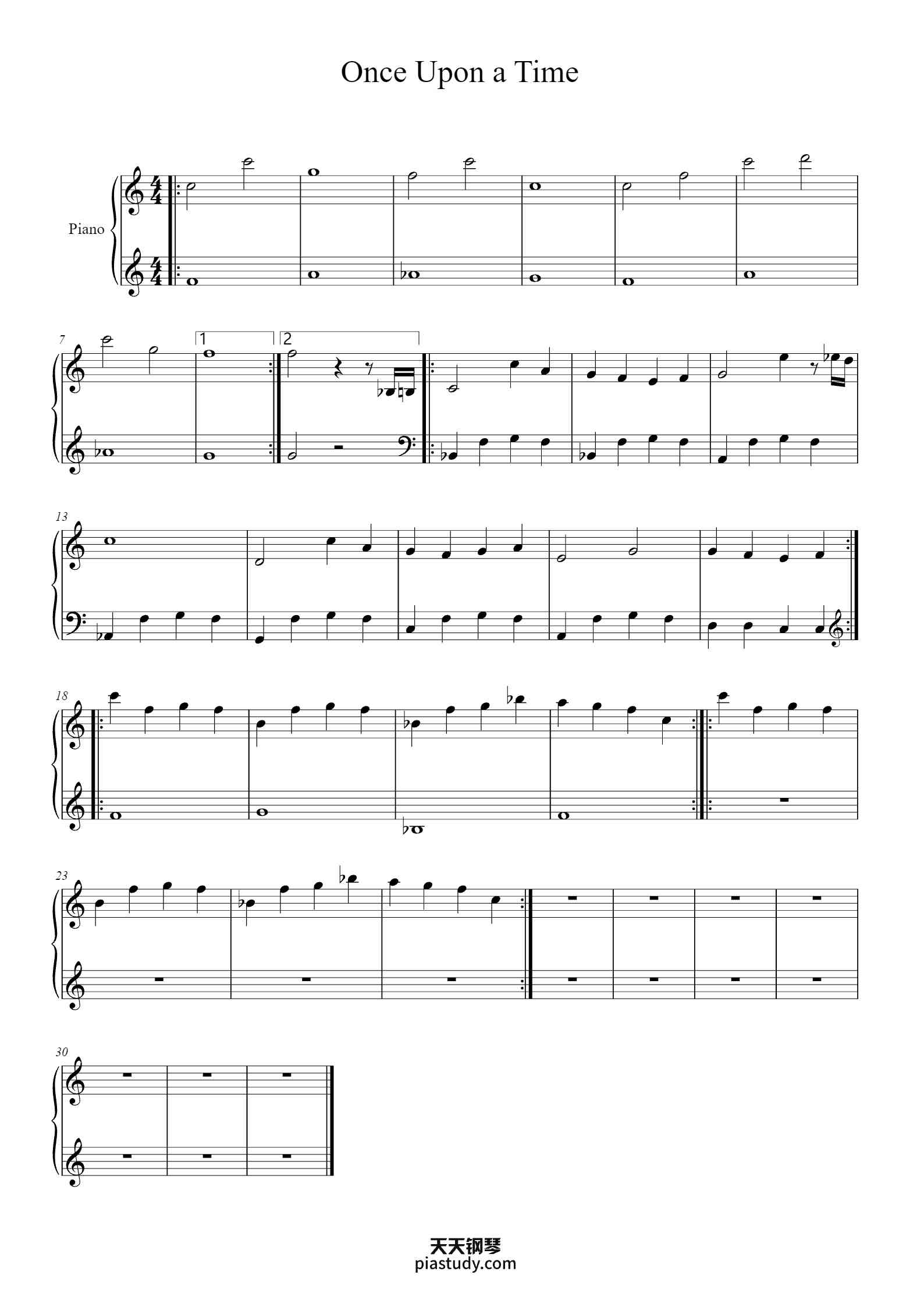 'Once Upon a Time' - Piano Sheet Music By Toby 'Radiation' Fox | TOPiano