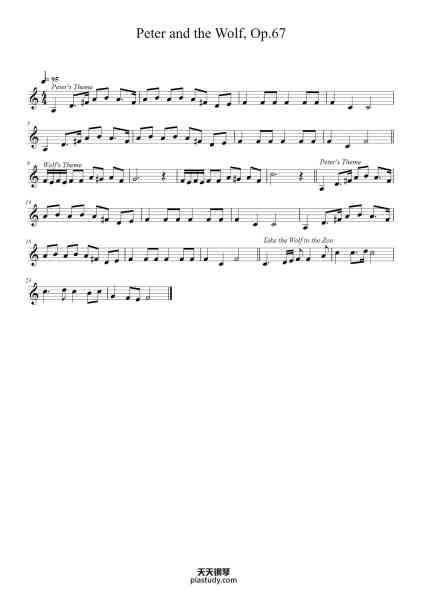 “Peter and the Wolf, Op. 67”钢琴谱-作曲：普羅科菲耶夫
改編：葉婷
作詞：-免费下载-天天钢琴