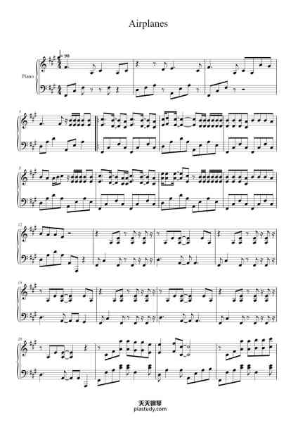 “Airplanes”钢琴谱-Joyceel Zavelt-免费下载-天天钢琴