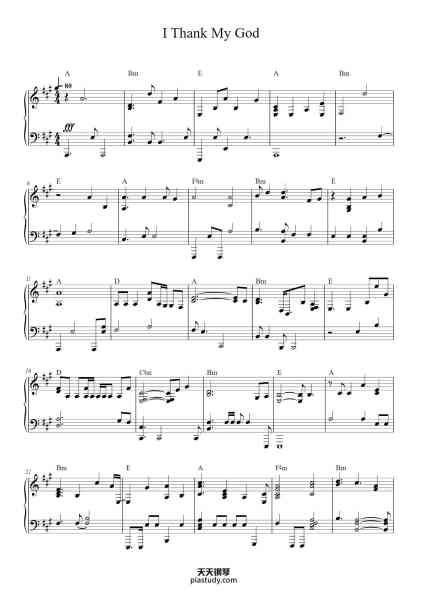 “I Thank My God”钢琴谱-Frank Andersen-免费下载-天天钢琴