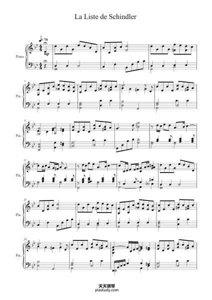 “Schindler's List Theme”钢琴谱-Arrgt : S. HERMAND-免费下载-天天钢琴