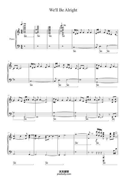 “We'll Be Alright”钢琴谱-Arranged by stardusstt-免费下载-天天钢琴