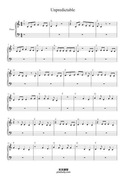“Unpredictable”钢琴谱-5 Seconds Of Summer-免费下载-天天钢琴