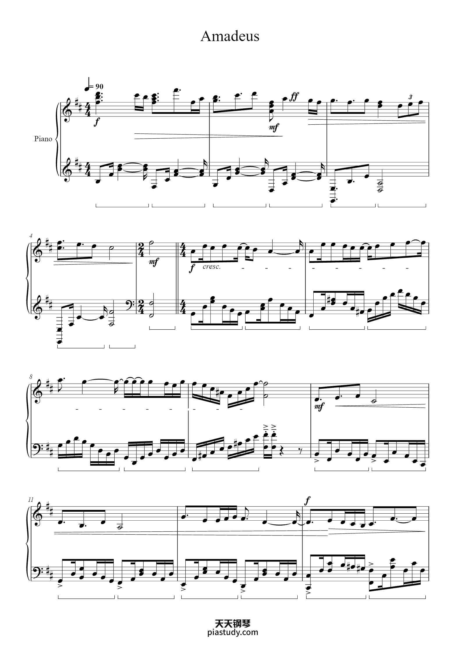 Amadeus钢琴谱 - Abo Takeshi - free piano sheet music - PiaNoproblem