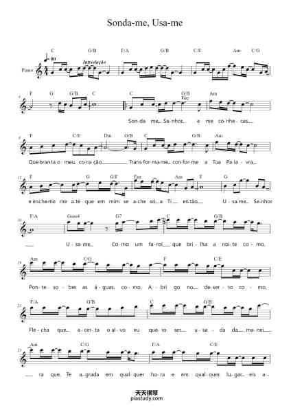 “Sonda-me, Usa-me”钢琴谱-Compositor: Aline Barros, Ana Feitosa e Edson Feitosa Artista: Aline Barros-免费下载-天天钢琴