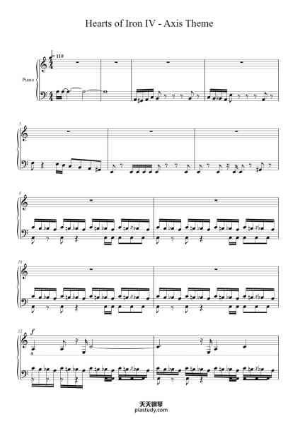 “Hearts of Iron IV - Axis Theme”钢琴谱-Andreas Waldetoft-免费下载-天天钢琴