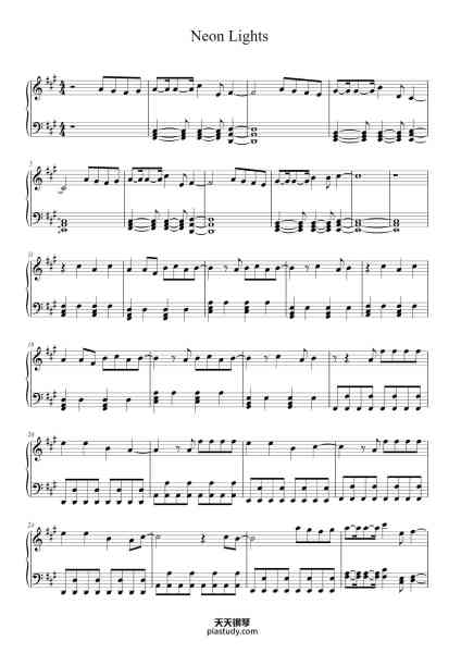 “Neon Lights”钢琴谱-Mario Marchetti, Demi Lovato,
Tiffany Vartanyan, Noel Zancanella &
Ryan Tedder-免费下载-天天钢琴
