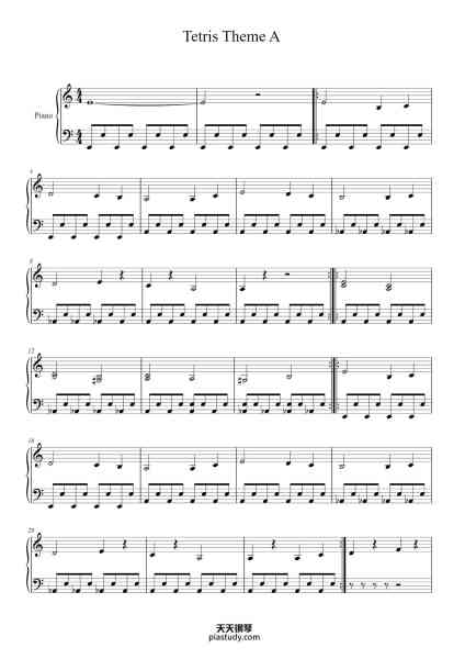 “Tetris Theme A”钢琴谱-Huttclaire-免费下载-天天钢琴